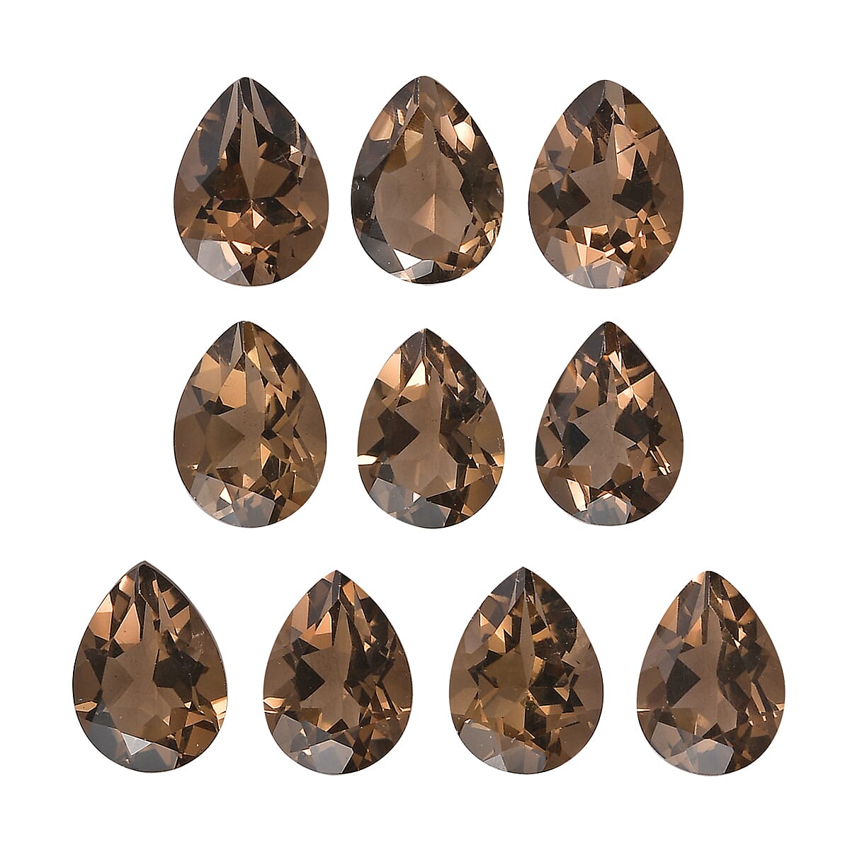 AA Brazilian Smoky Quartz Set of 10 (Pear 8x6 mm) 9.47 ctw Loose gemstone