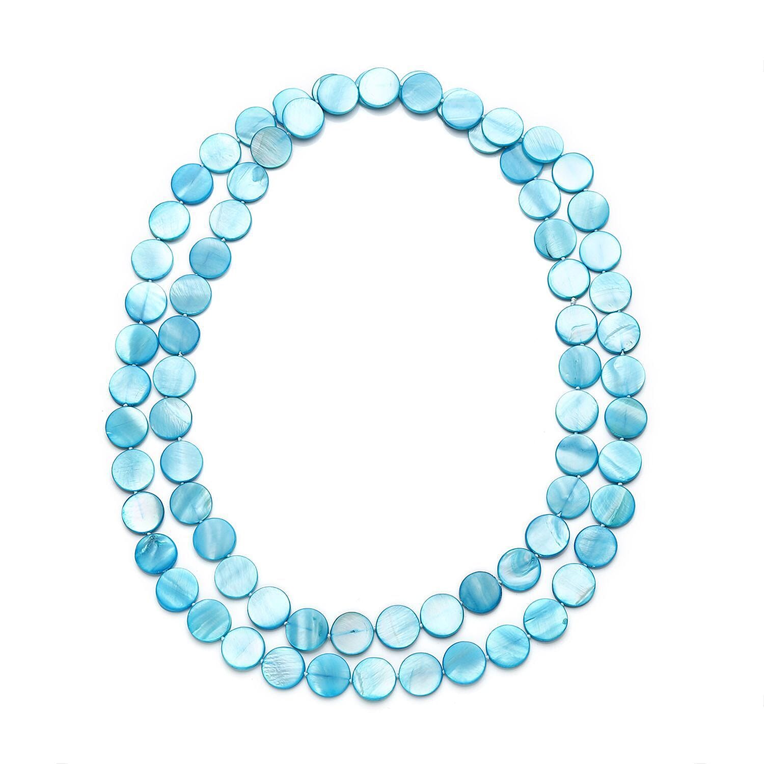 Blue Shell Pearl 14-16mm Beaded Endless Necklace 46 Inches