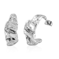 Hammered Textured Earrings in Stainless Steel