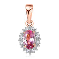 10K Rose Gold AAA Narsipatnam Pink Spinel and G-H I2 Diamond Sunburst Pendant without Chain 0.55 ctw - Sticky add to cart bar