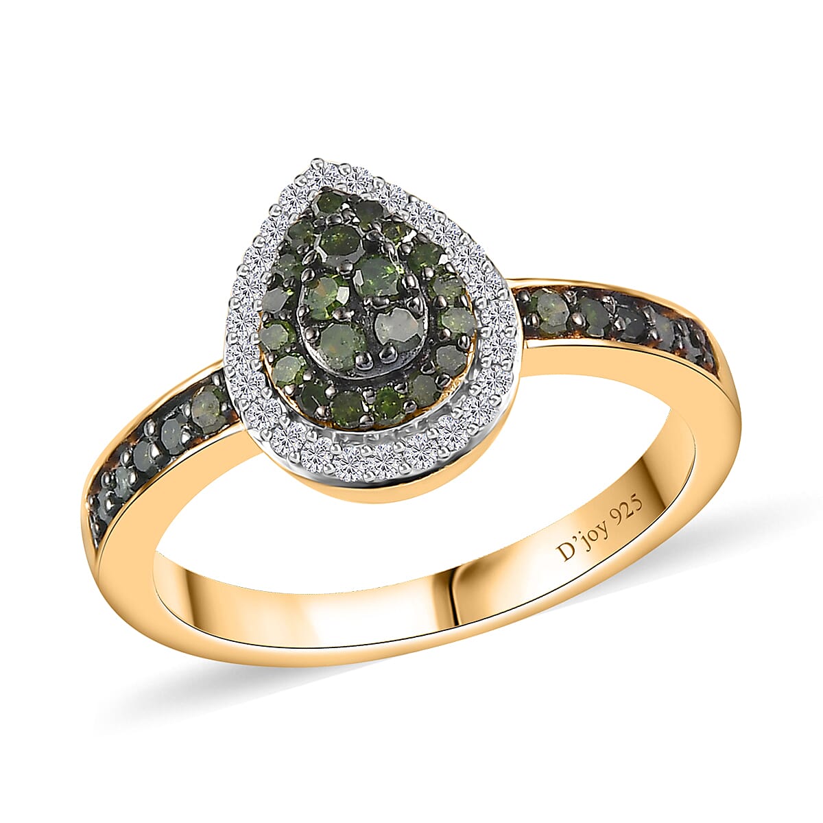 Diamond Radiant Halo Ring in Vermeil YG Over Sterling Silver