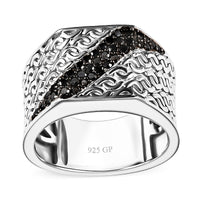 GP Black Diamond (IR) Ring in Rhodium Over Sterling Silver (Size 10.0) 0.25 ctw