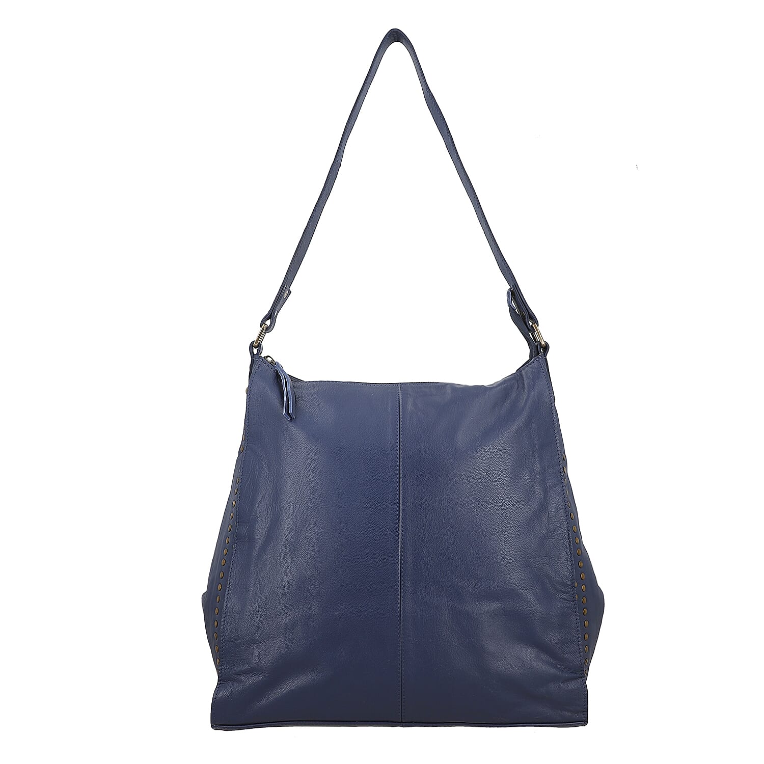 100%  Genuine Leather Hobo Shoulder Bag Size: 17(L) x 4.5 (W) x 12(H)  inches Color: Navy