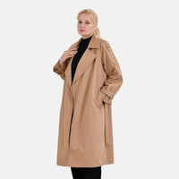 Cafe Color 70% Polyester & 30% Cotton Plain Trench Coat -S