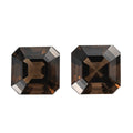 Set of 2 Asscher Cut AAA Brazilian Smoky Quartz (Oct 12x12 mm) 13.60 ctw - Sticky add to cart bar