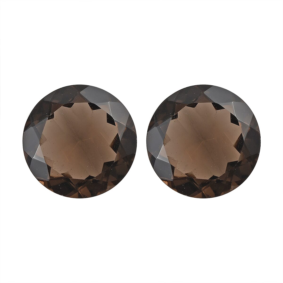 Set of 2 Brazilian Smoky Quartz (Rnd 14 mm) 14.82 ctw