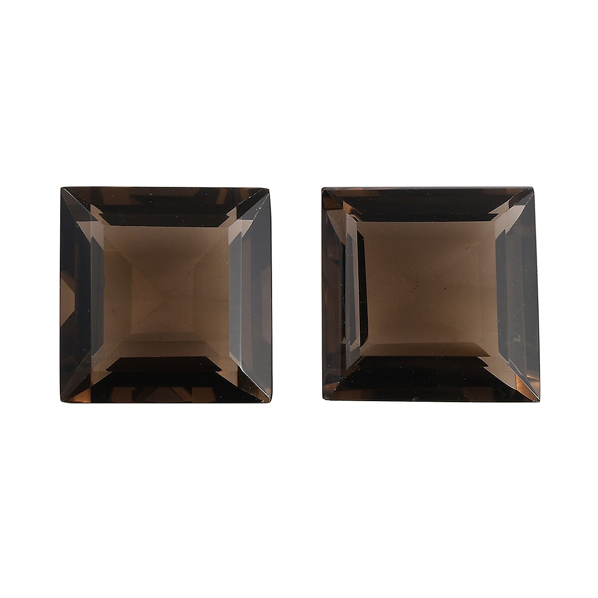 Set of 2 Brazilian Smoky Quartz (Sqr 12 mm) 12.90 ctw