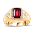 Luxoro 14K Yellow Gold AAA Ouro Fino Rubellite and G-H I2 Diamond Men's Ring (Size 7.5) 7.90 Grams 2.85 ctw - Sticky add to cart bar