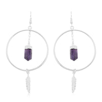 African Amethyst Earrings in Silvertone 18.05 ctw
