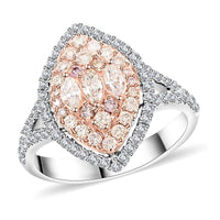 Modani 14K Rose and White Gold Natural Pink and White Diamond (I2-I3) Ring (Size 10.0) (Del. in 10-12 Days) 1.00 ctw