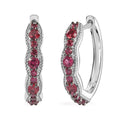 Tanzanian Wine Garnet Huggie Hoop Earrings in Rhodium Over Sterling Silver 1.40 ctw - Sticky add to cart bar
