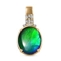 Luxoro 10K Yellow Gold Premium Canadian Ammolite and G-H I2 Diamond Pendant without Chain 0.05 ctw - Sticky add to cart bar