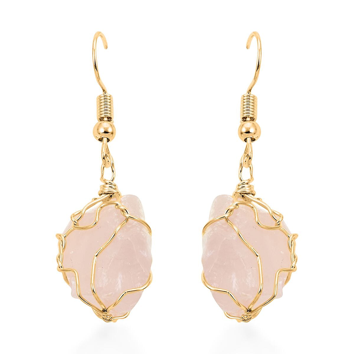 Rose Quartz Earrings in Goldtone 37.00 ctw