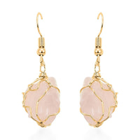 Rose Quartz Earrings in Goldtone 37.00 ctw