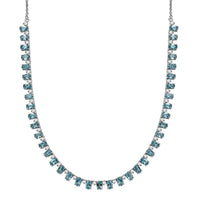 D'Joy Premium Betroka Blue Apatite and Moissanite Ocean Drop Necklace 18-20 Inches in Rhodium Over Sterling Silver 11.60 ctw