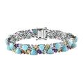 Larimar and Multi Gemstone 36.00 ctw Bracelet in Platinum Over Sterling Silver (7.25 In) - Sticky add to cart bar