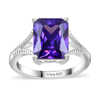 Simulated Blue Diamond Solitaire Ring in Sterling Silver 5.35 ctw