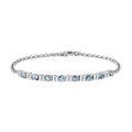 Santa Maria Aquamarine and White Zircon Sea Wave Bracelet in Rhodium Over Sterling Silver (7.25 In) 1.70 ctw - Sticky add to cart bar