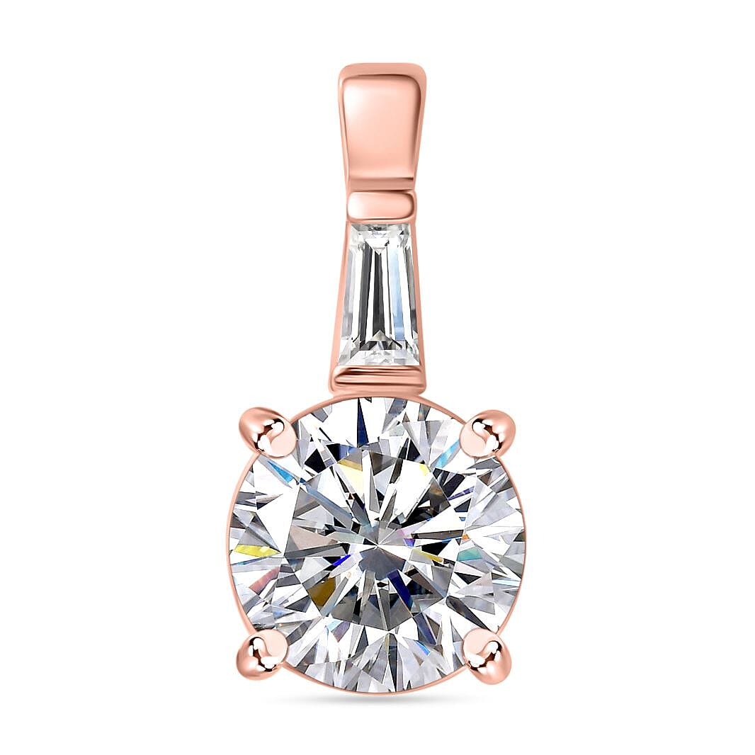 Moissanite 1.90 ctw Pendant without Chain in 18K Vermeil Rose Gold Over Sterling Silver