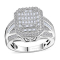 TLV Diamond Cluster Ring in Rhodium Over Sterling Silver (Size 10.0) 1.00 ctw - Sticky add to cart bar
