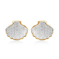Karis White Diamond Shell Earrings in 18K YG Plated and Platinum Bond - Sticky add to cart bar