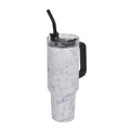 Marble Pattern Double Wall Stainless Steel Cup with Straw 40 oz - Sticky add to cart bar