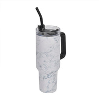 Marble Pattern Double Wall Stainless Steel Cup with Straw 40 oz