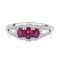 African Ruby (FF) and White Zircon 1.15 ctw Ring in Rhodium Over Sterling Silver (Size 11.5) - Sticky add to cart bar