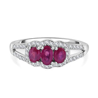 African Ruby (FF) and White Zircon 1.15 ctw Ring in Rhodium Over Sterling Silver (Size 11.5)