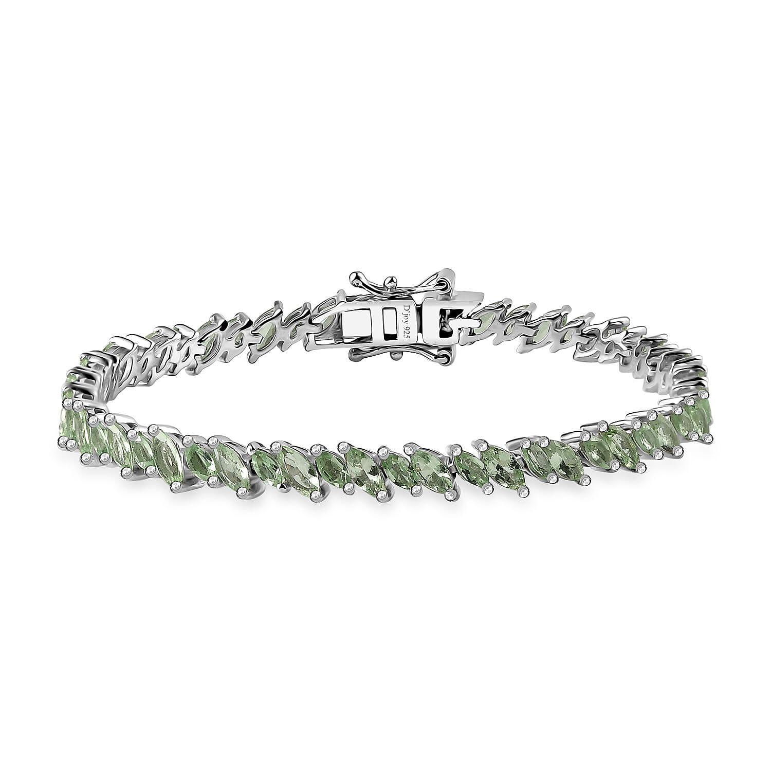 Brazilian Mint Garnet Leaf Bracelet in Rhodium Over Sterling Silver (6.50 In) 6.20 ctw