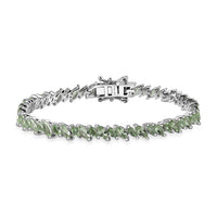 Brazilian Mint Garnet Leaf Bracelet in Rhodium Over Sterling Silver (6.50 In) 6.20 ctw