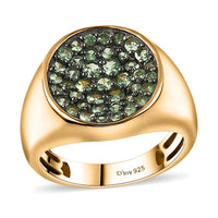 Brazilian Mint Garnet Men's Ring in 18K Vermeil YG Over Sterling Silver (Size 10.0) 1.60 ctw