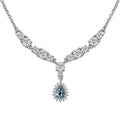 Santa Maria Aquamarine and White Topaz Drop Necklace 18-20 Inches in Rhodium Over Sterling Silver 2.50 ctw - Sticky add to cart bar