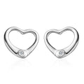 White Diamond Accent Heart Solitaire Stud Earrings in Sterling Silver - Sticky add to cart bar