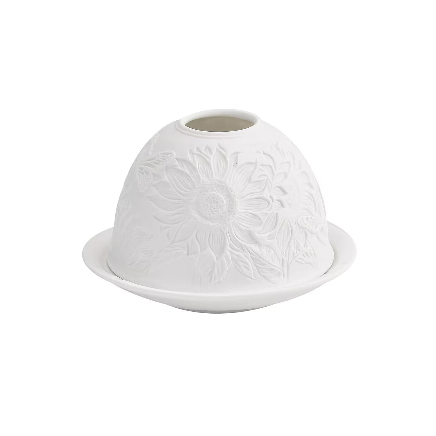 Lion Pattern Porcelain Candle Holder with LED light (5"x5"x5.3")