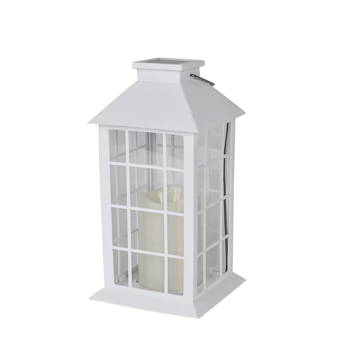 White Solar Rechargeable Hanging LED Lantern (5.5"x5.5"x13.2")