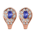 Tanzanite and Uncut Natural Pink Diamond 1.05 ctw J-Hoop Earrings in 18K Vermeil Rose Gold Over Sterling Silver - Sticky add to cart bar