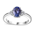 Tanzanite and White Zircon Ring in Rhodium Over Sterling Silver (Size 5.0) 1.00 ctw - Sticky add to cart bar