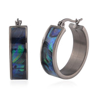 White Mother of Pearl J-Hook Earrings in Stainless Steel