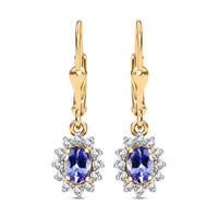 Tanzanite and White Zircon Sunburst Lever Back Earrings in Vermeil Yellow Gold Over Sterling Silver 1.50 ctw
