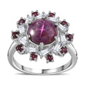 Premium Indian Star Ruby, Multi Gemstone Ring in Rhodium Over Sterling Silver 4.30 ctw - Sticky add to cart bar