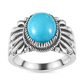 Sleeping Beauty Turquoise Solitaire Ring in Sterling Silver (Size 6.0) - Sticky add to cart bar