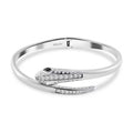 Black Glass, Simulated Diamond Bangle Bracelet in Stainless Steel (8.0 In) 1.00 ctw - Sticky add to cart bar