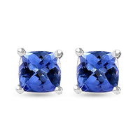 Tanzanite Solitaire Stud Earrings in Rhodium Over Sterling Silver 1.25 ctw
