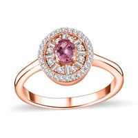 Premium Mahenge Spinel, Diamond (0.35 cts) Double Halo Ring in 18K Vermeil RG Over Sterling Silver (Size 6.0) 0.70 ctw
