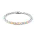 Ethiopian Welo Opal 8.90 ctw Tennis Bracelet in Rhodium Over Sterling Silve (6.50 In) - Sticky add to cart bar