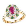 Montepuez Ruby and Multi Gemstone Ring in 18K Vermeil Yellow Gold Over Sterling Silver (Size 10.0) 1.25 ctw - Sticky add to cart bar