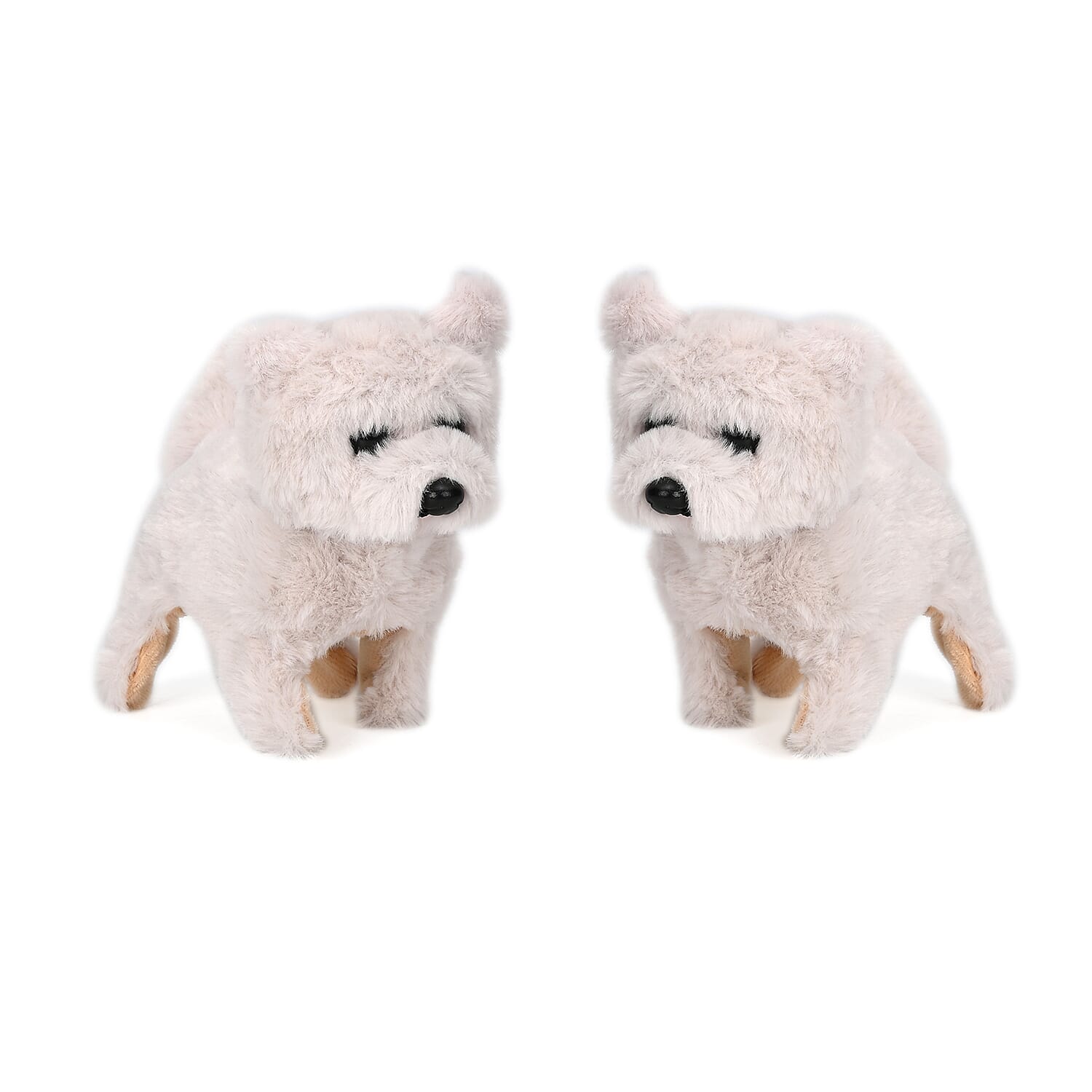 Doorbuster Set of 2 White Walking Plush Dog (2xAA Battery Not Included)
