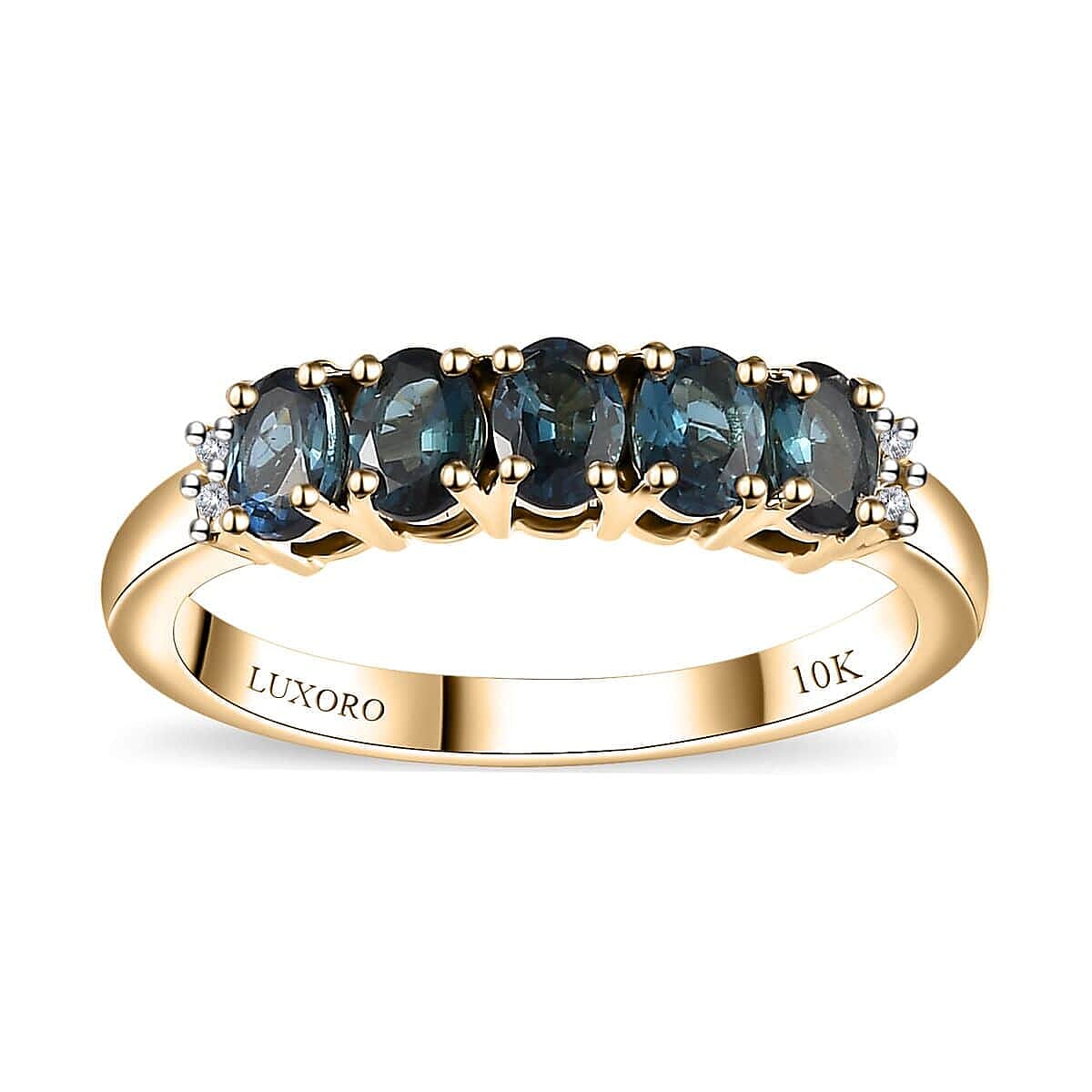 Luxoro 10K Yellow Gold Premium Monte Belo Indicolite, Diamond (I2) Ring (Size 6.0) 1.10 ctw
