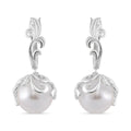 White Shell Pearl Earrings in Silvertone and Stainless Steel - Sticky add to cart bar